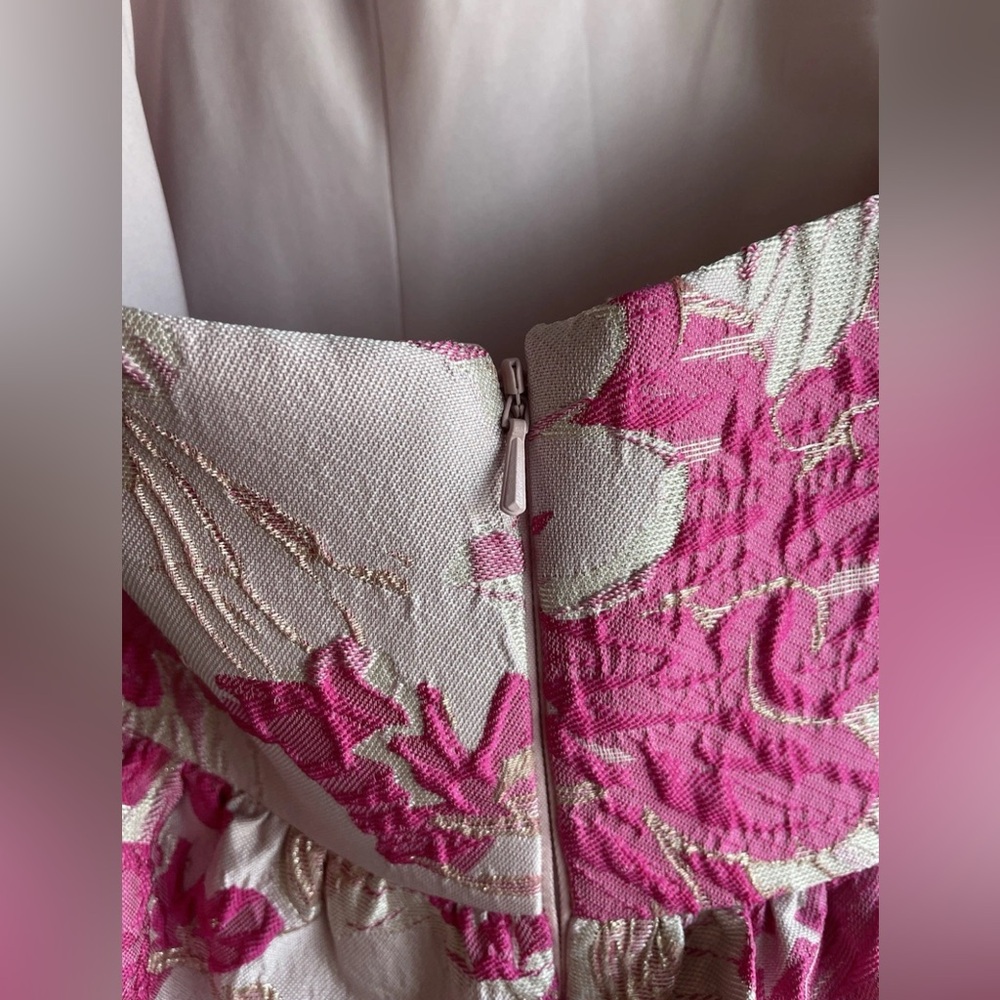 Dessy Collection CAT EYE CORSET HIBISCUS PINK FLORAL JACQUARD HIGH LOW Dress 6R - Picture 9 of 12